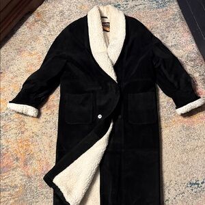 Vintage Atlantic Beach Leather Coat Works Shearling Lined Suede Jacket/Coat L
